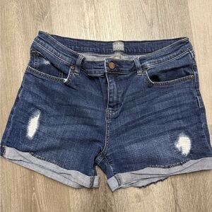 New York & Company Blue Jean Shorts Distressed Casual